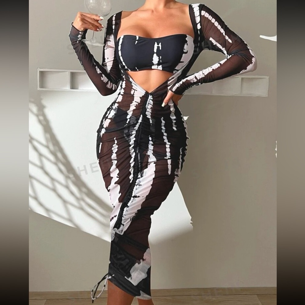 NEW Women's 3 Piece Bikini & Drawstring Cover Up Set- Sz Lg